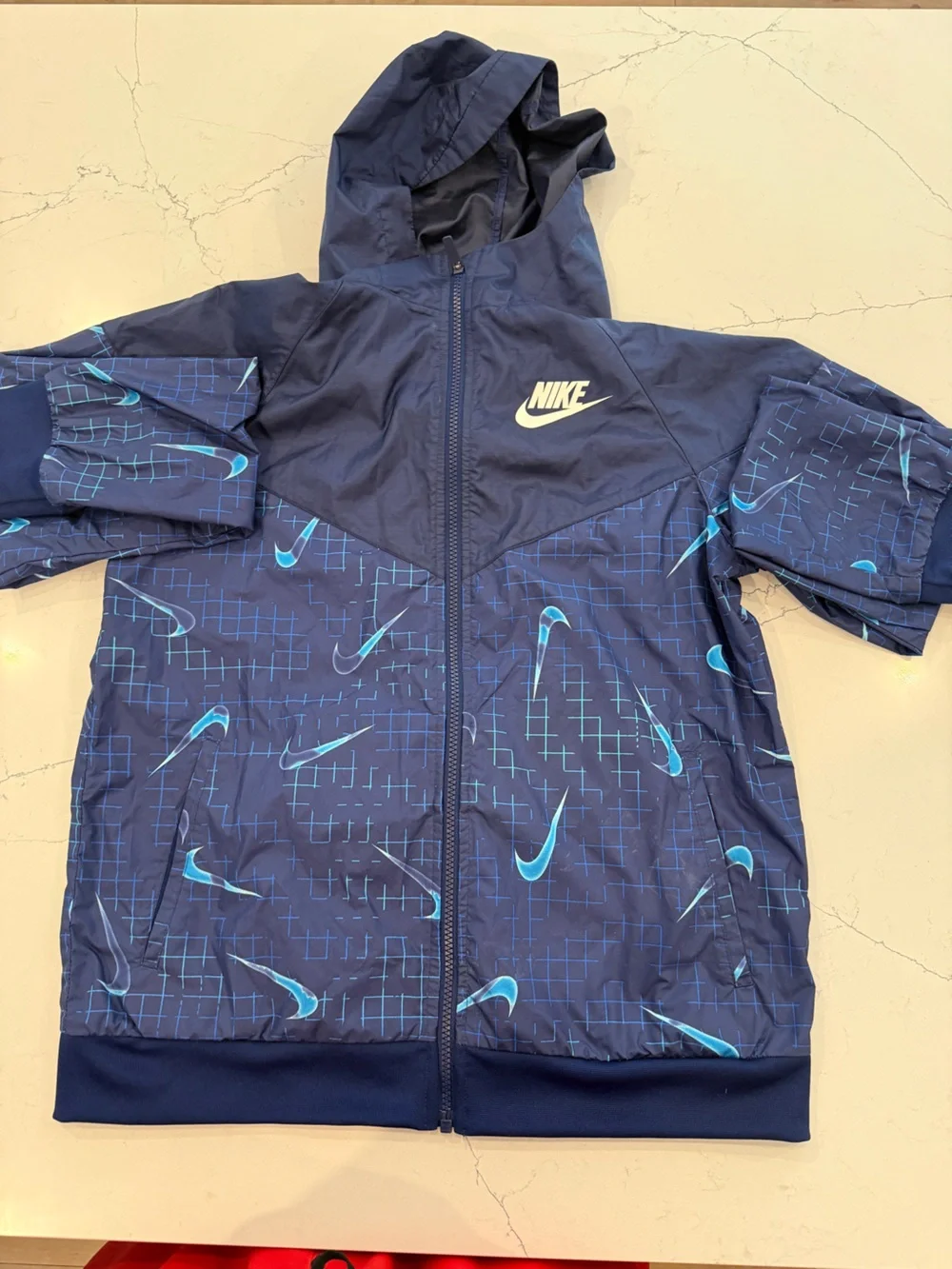 Nike Navy Windbreaker Jacket with White Swoosh Tag